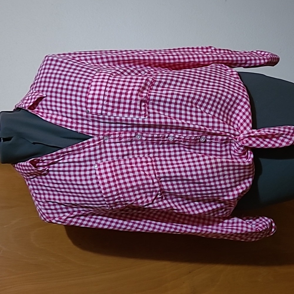 Jones New York tie front gingham blouse